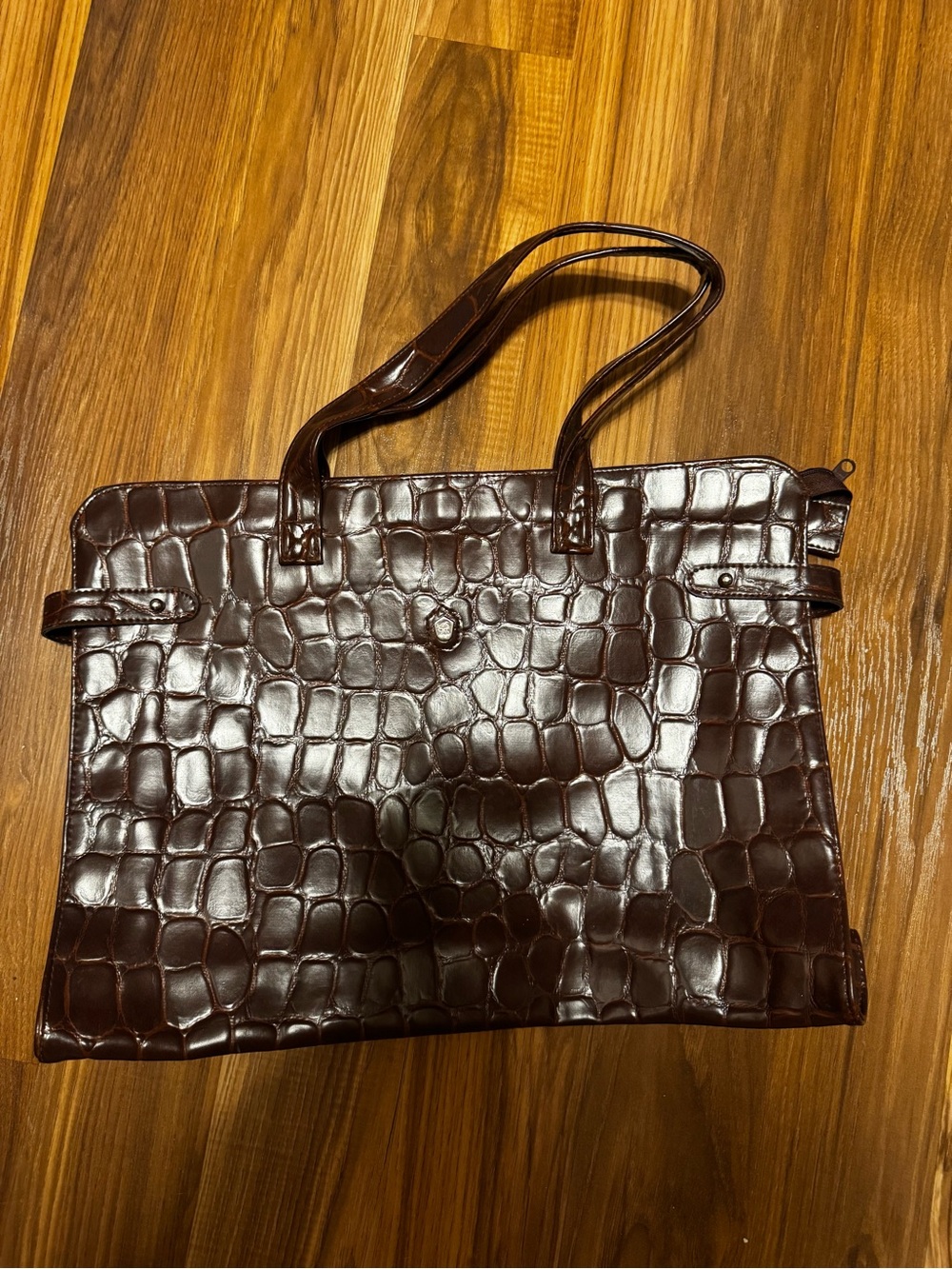 Vintage maroon Croc-Embossed Tote Bag - Classic Women's Bag